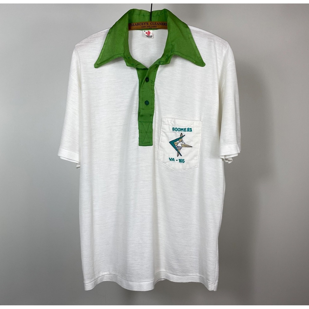 Vintage 1970s Boomers VA-165 Military Aviation Polo Shirt - Gen Z Ironic